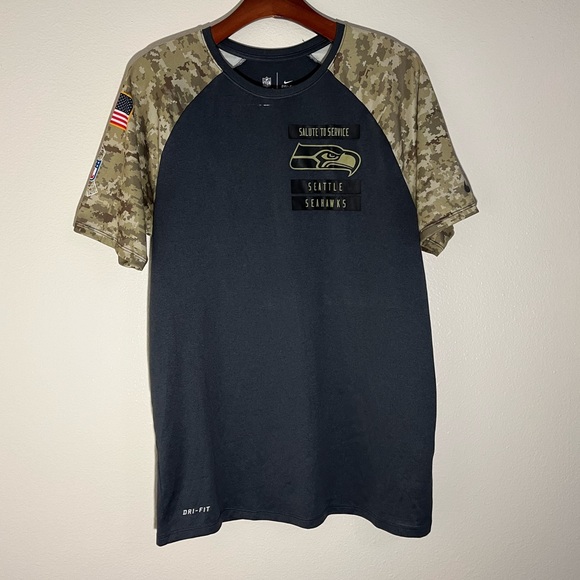 Nike Men's Seattle Seahawks Salute to Service Gray Camo Dri-Fit‎ T-Shirt Size M - Picture 1 of 4